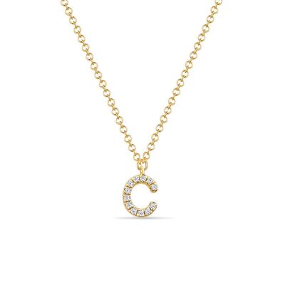 Necklace letter "C", 14K yellow gold with diamonds