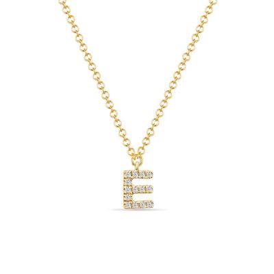 Halskette Letter "E", 14 K Gelbgold mit Diamanten
