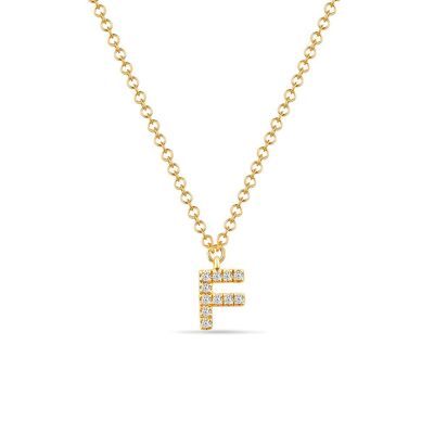 Necklace letter "F", 14K yellow gold with diamonds