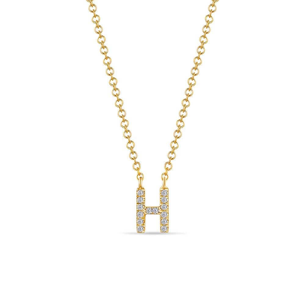 Halskette Letter "H", 14 K Gelbgold mit Diamanten