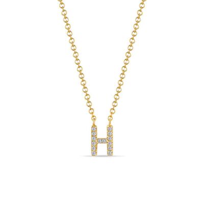Collar Letra "H", oro amarillo de 14 quilates con diamantes