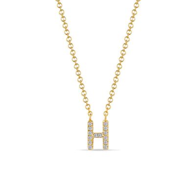 Collier Lettre "H", or jaune 14K avec diamants