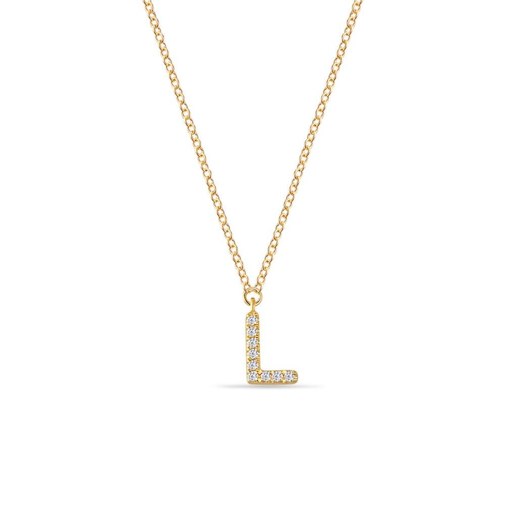 Halskette Letter "L", 14 K Gelbgold mit Diamanten