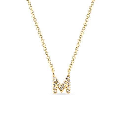 Halskette Letter "M", 14 K Gelbgold mit Diamanten
