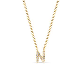 Collier lettre "N", or jaune 14K avec diamants