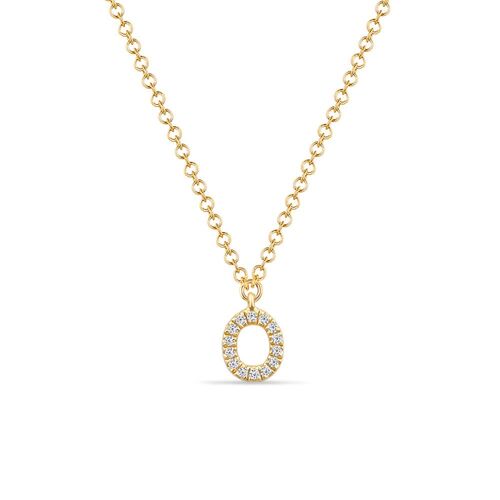 Halskette Letter "O", 14 K Gelbgold mit Diamanten