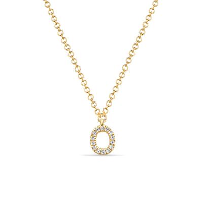 Collier lettre "O", or jaune 14K avec diamants