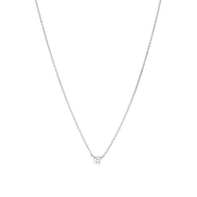 Collier "mon premier diamant", or blanc 14 carats