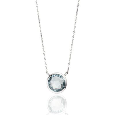 Collier topaze bleue, or blanc 14 carats