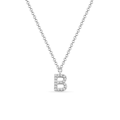 Halskette Letter "B", 14 K Weißgold mit Diamanten