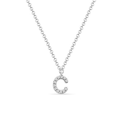 Necklace Letter "C", 14K white gold with diamonds