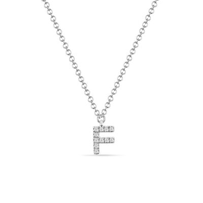 Necklace letter "F", 14K white gold with diamonds