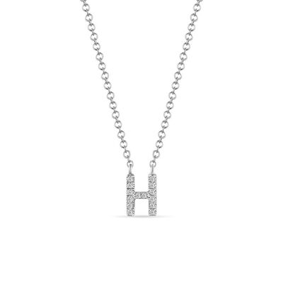 Necklace Letter "H", 14K white gold with diamonds