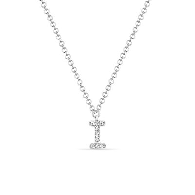 Necklace letter "I", 14K white gold with diamonds