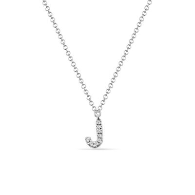 Necklace Letter "J", 14K white gold with diamonds