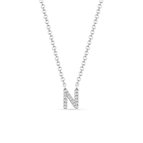 Halskette Letter "N", 14 K Weißgold mit Diamanten