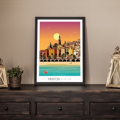 Menton French Riviera poster 30x42 cm