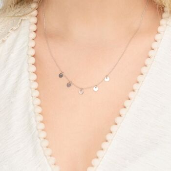 Collier plaquettes, or blanc 14 carats