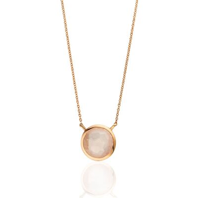 Rose quartz necklace, 14 K rose gold