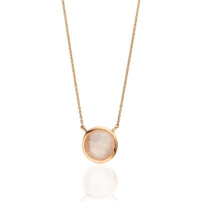 Collana in quarzo rosa, oro rosa 14 K