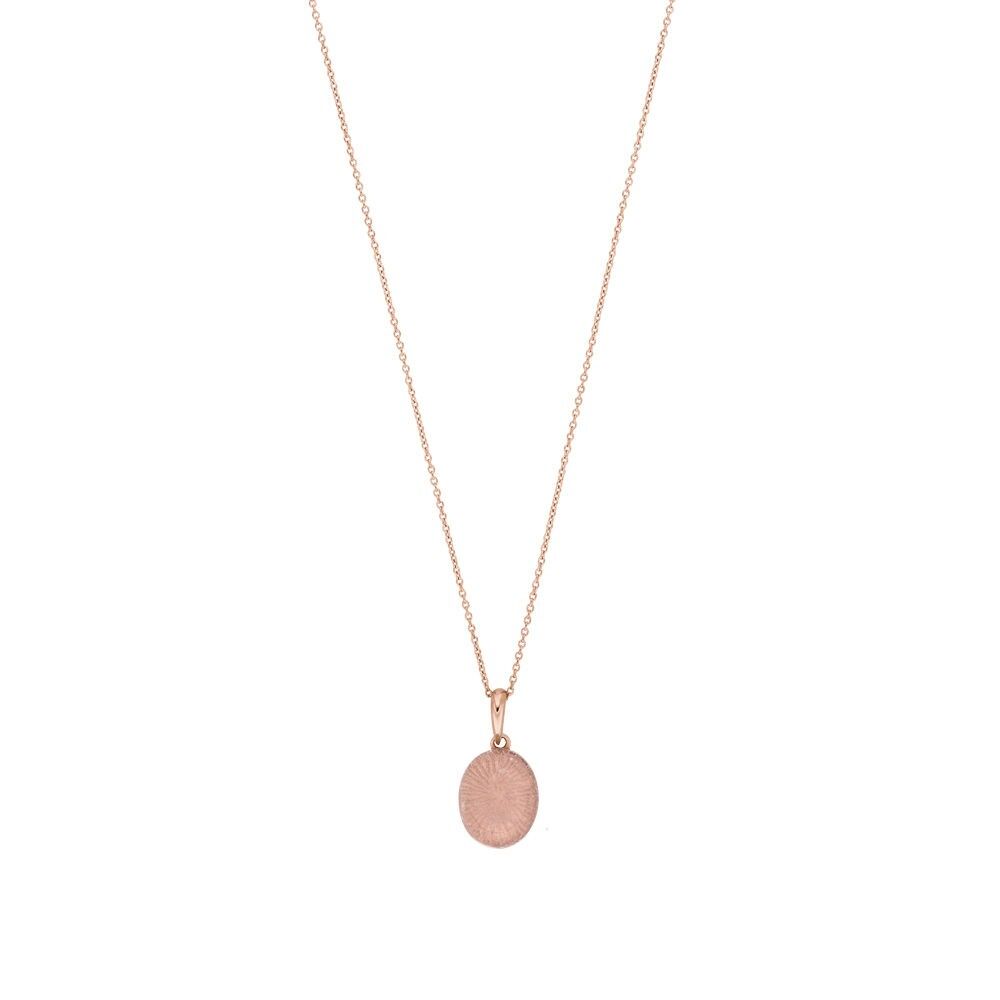 Necklace Cabochon II, 14K rose gold, rose quartz