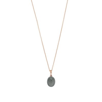 Halskette Cabochon II, 14 K Rosegold, Grauer Mondstein