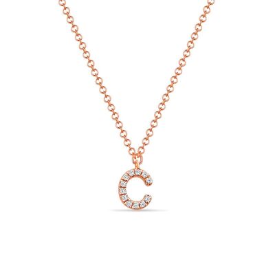 Necklace letter "C", 14K rose gold with diamonds