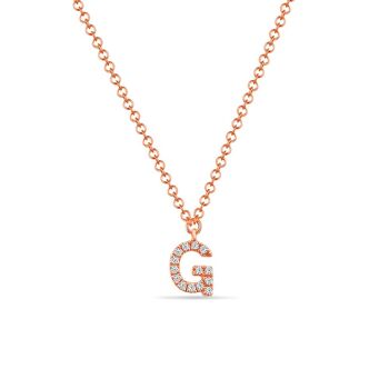 Collier lettre "G", or rose 14 carats avec diamants 1