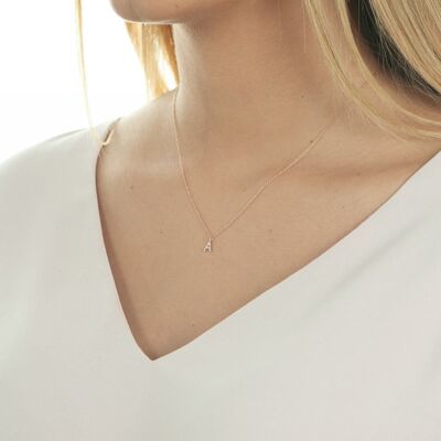Necklace letter "J", 14 K rose gold with diamonds