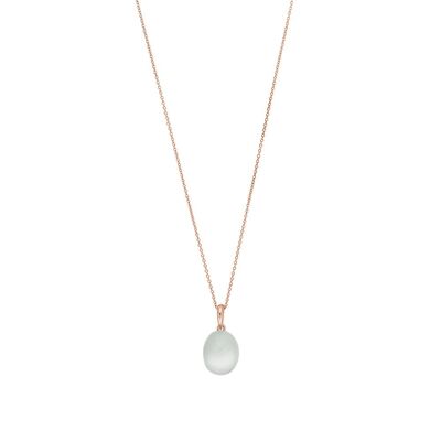 Necklace Cabochon II, 14K Rose Gold, Sea Blue Chalcedony