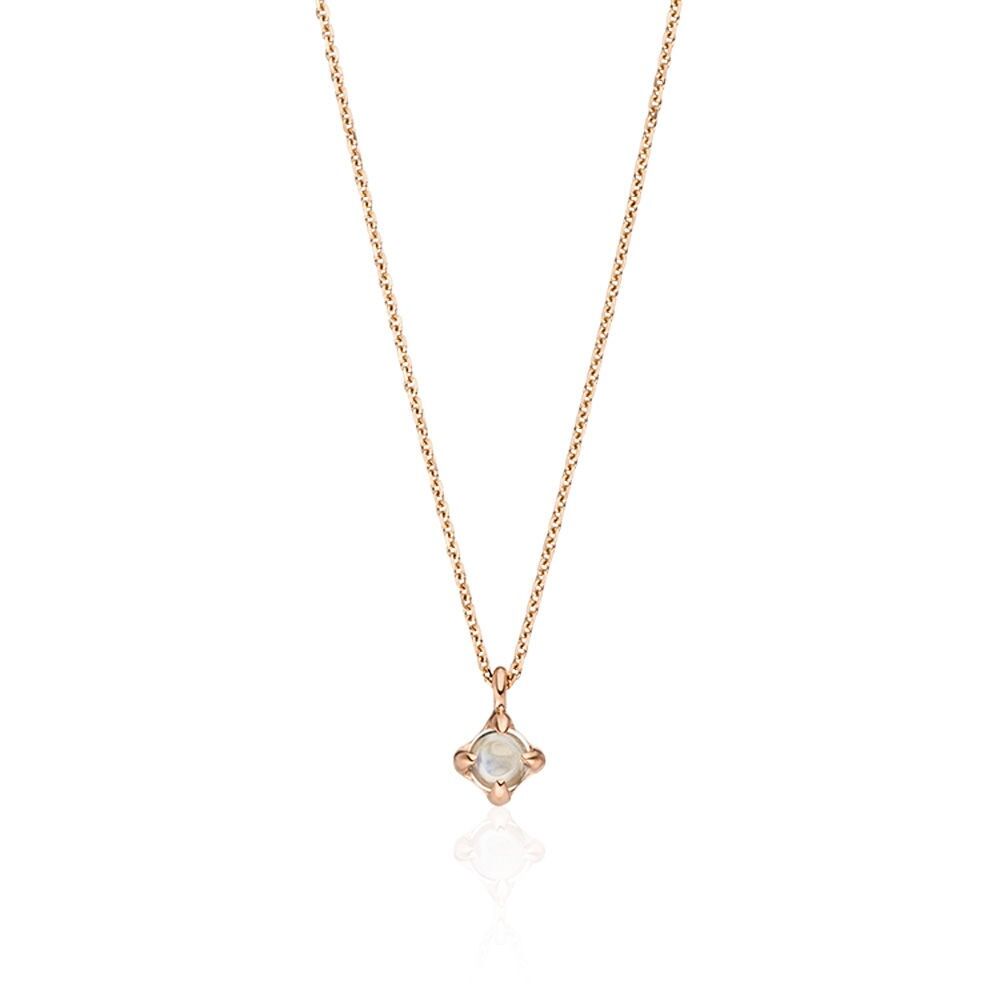Halskette Cabochon, Mondstein, 14 K Roségold