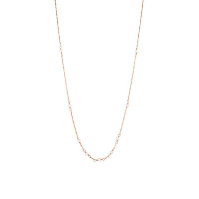 White Pearls Necklace, 14K Rose Gold