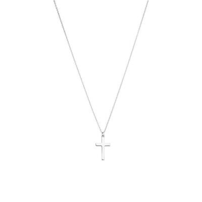 Collier croix, or blanc 14 carats