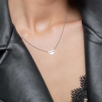 Collier Coeur, or blanc 14K