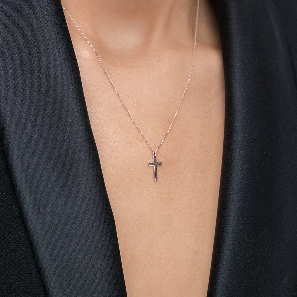 Halskette Kreuz, 14 K Rosegold