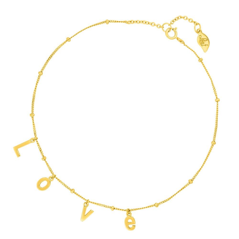 Fusskette L O V E, 18 K Gelbgold vergoldet