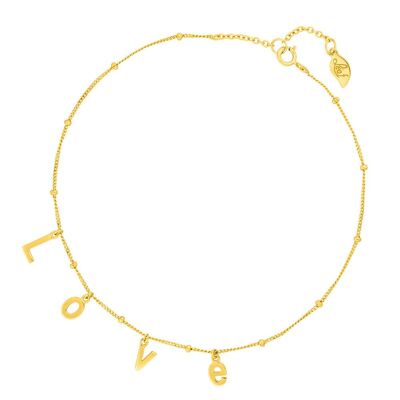 Anklet L O V E, 18K yellow gold plated