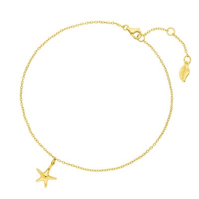 Ankle chain STARFISH, 18 K yellow gold plated