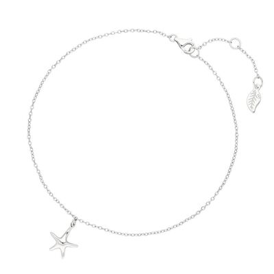 Ankle chain STARFISH, 925 sterling silver