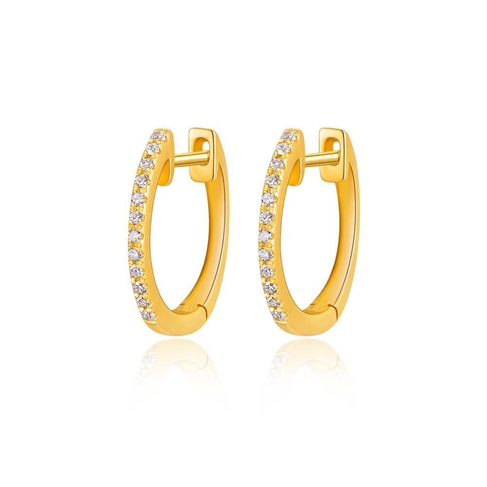 Creolo tondo XS con diamanti, oro giallo 18 K
