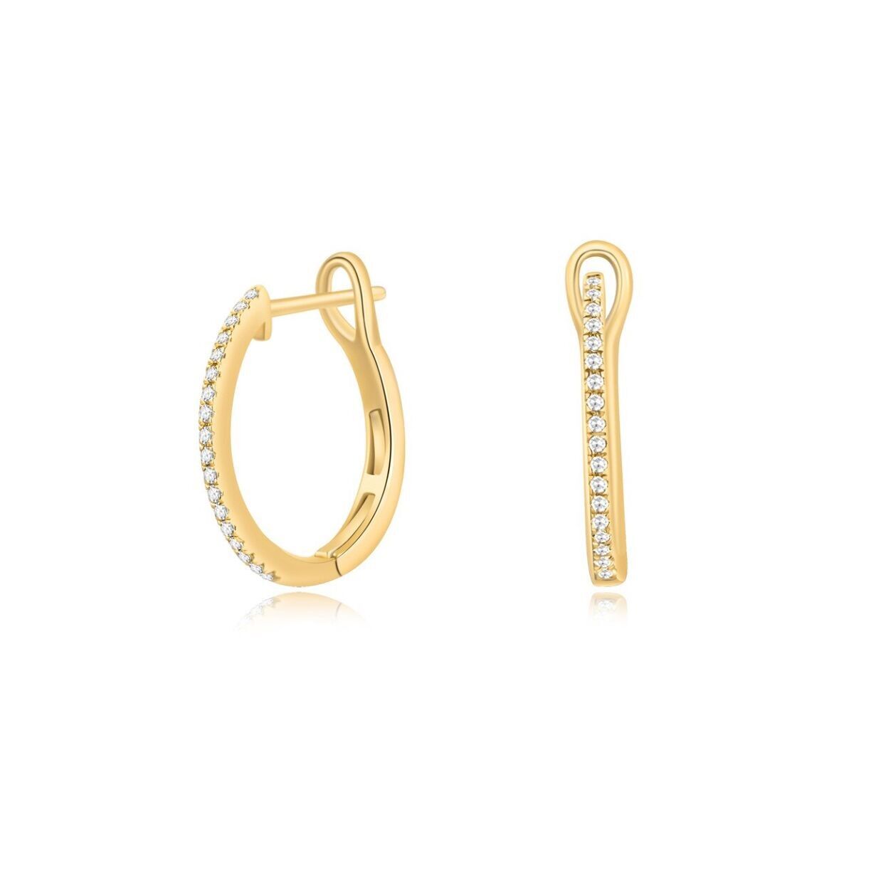 Creole Rund S mit Diamanten, 18 K Gelbgold