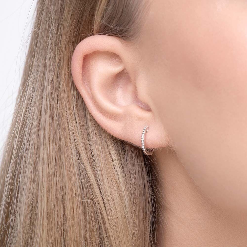 Creole Rund XS mit Diamanten, 18 Weißgold