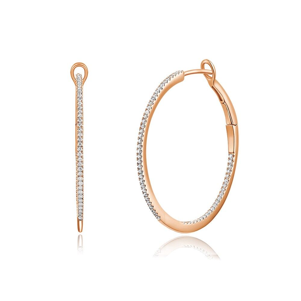 Creole Rund M mit Diamanten, 18 K Rosegold