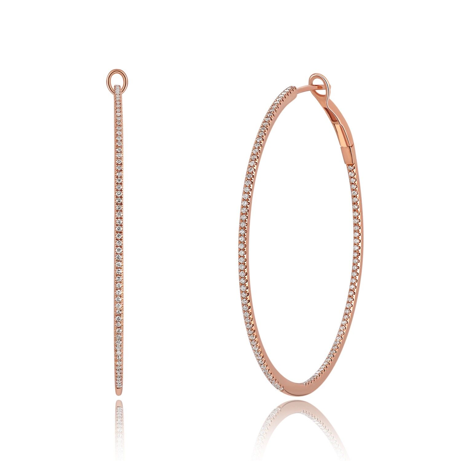 Creole Rund mit Diamanten 45 mm , 18 K Rosegold