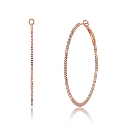 Creole Rund L mit Diamanten, 18 K Rosegold