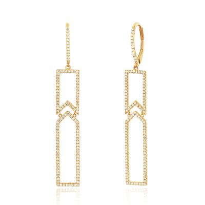 Unique earrings with diamonds, 18K yellow gold