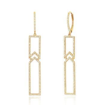 Boucles d'oreilles uniques avec diamants, or jaune 18 carats 1