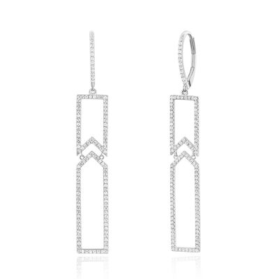 Unique earrings with diamonds, 18K white gold