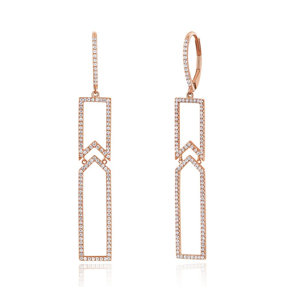 Unique earrings with diamonds, 18K rose gold