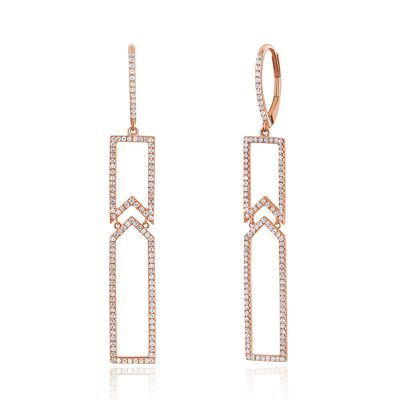 Unique earrings with diamonds, 18K rose gold